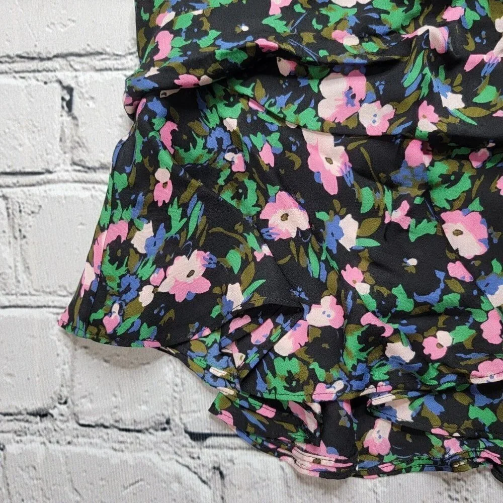 Veronica Beard Violet‎ Painted Ruched 100% Silk Mini Skirt Size 8